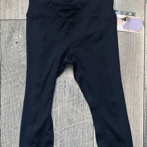 Avia Girls Performance Leggings With Drawstring Waist Black Ribbed Sm or Med